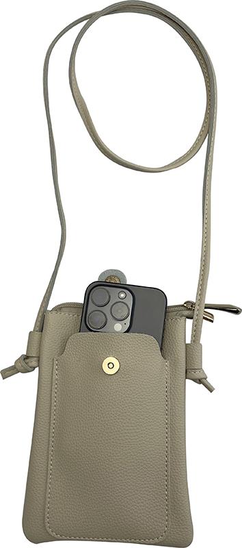 Ivory Vegan Leather Crossbody Purse with Zipper & Snap Pocket