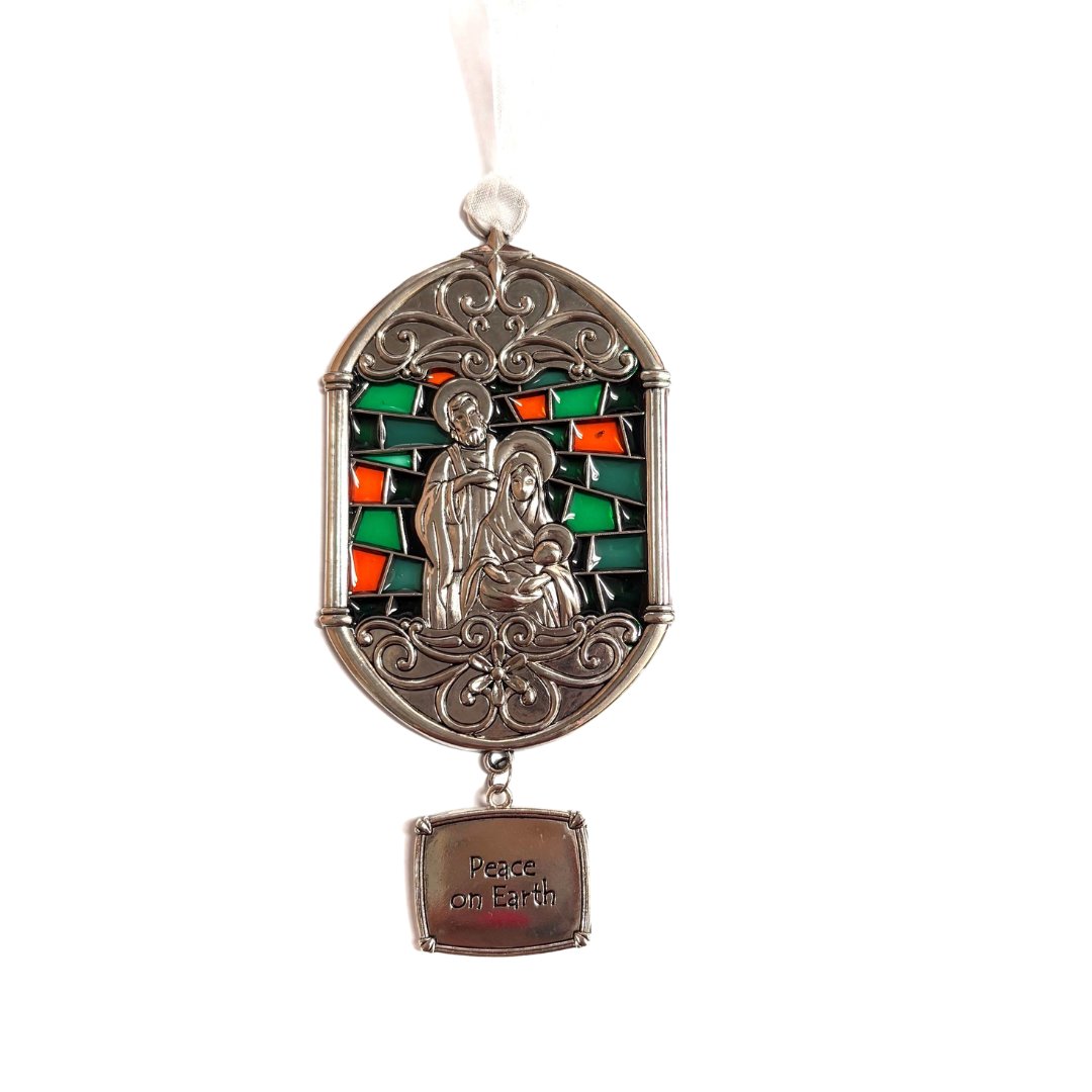 Holy Family Stained Glass Christmas Ornament – “Peace on Earth”