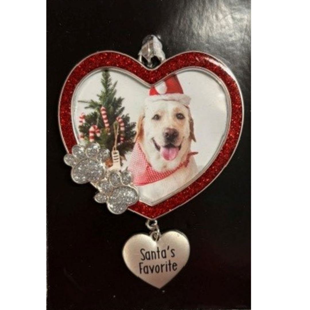Santa’s Favorite Paw Print Photo Frame Ornament