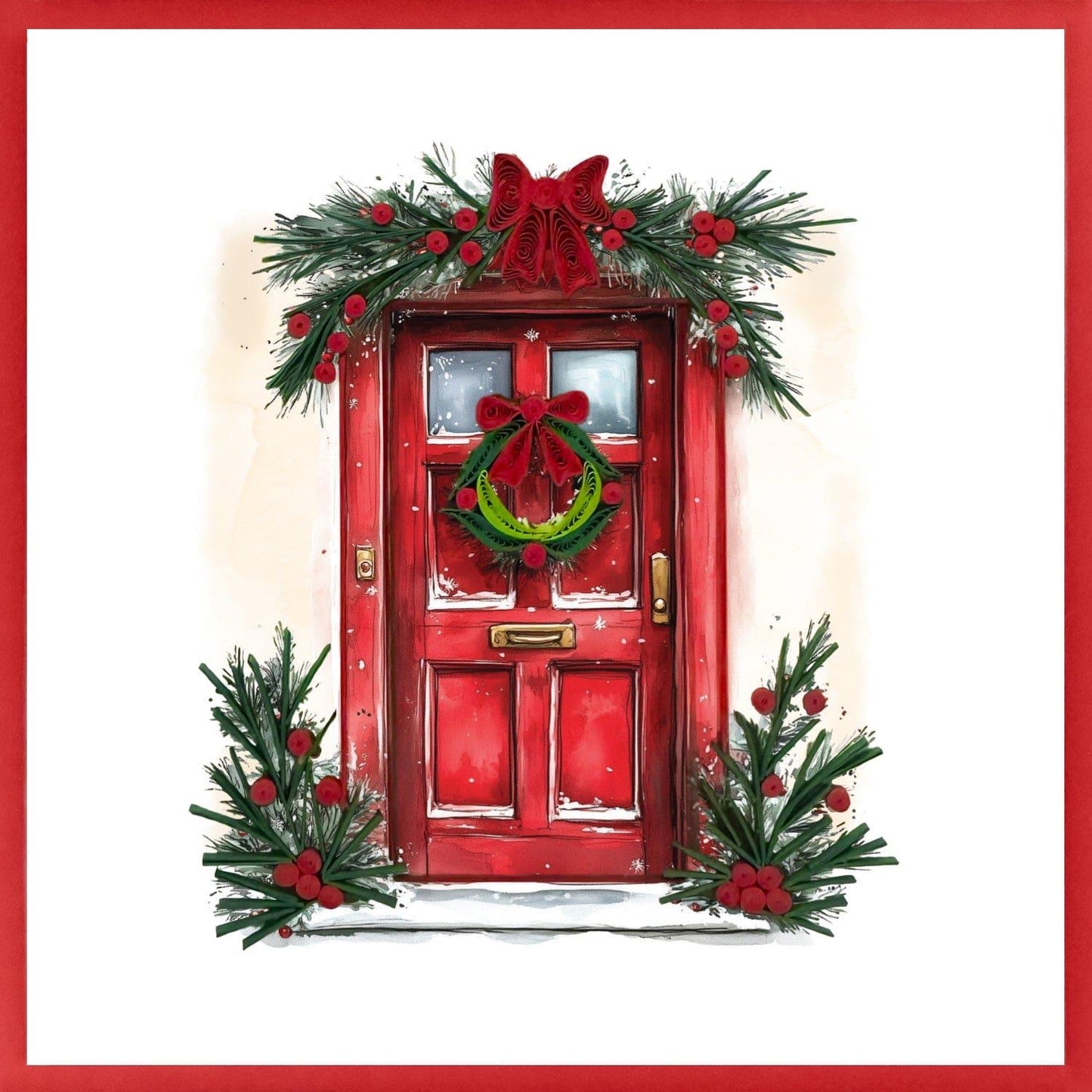 Quilling Christmas Card – Decorated Front Door