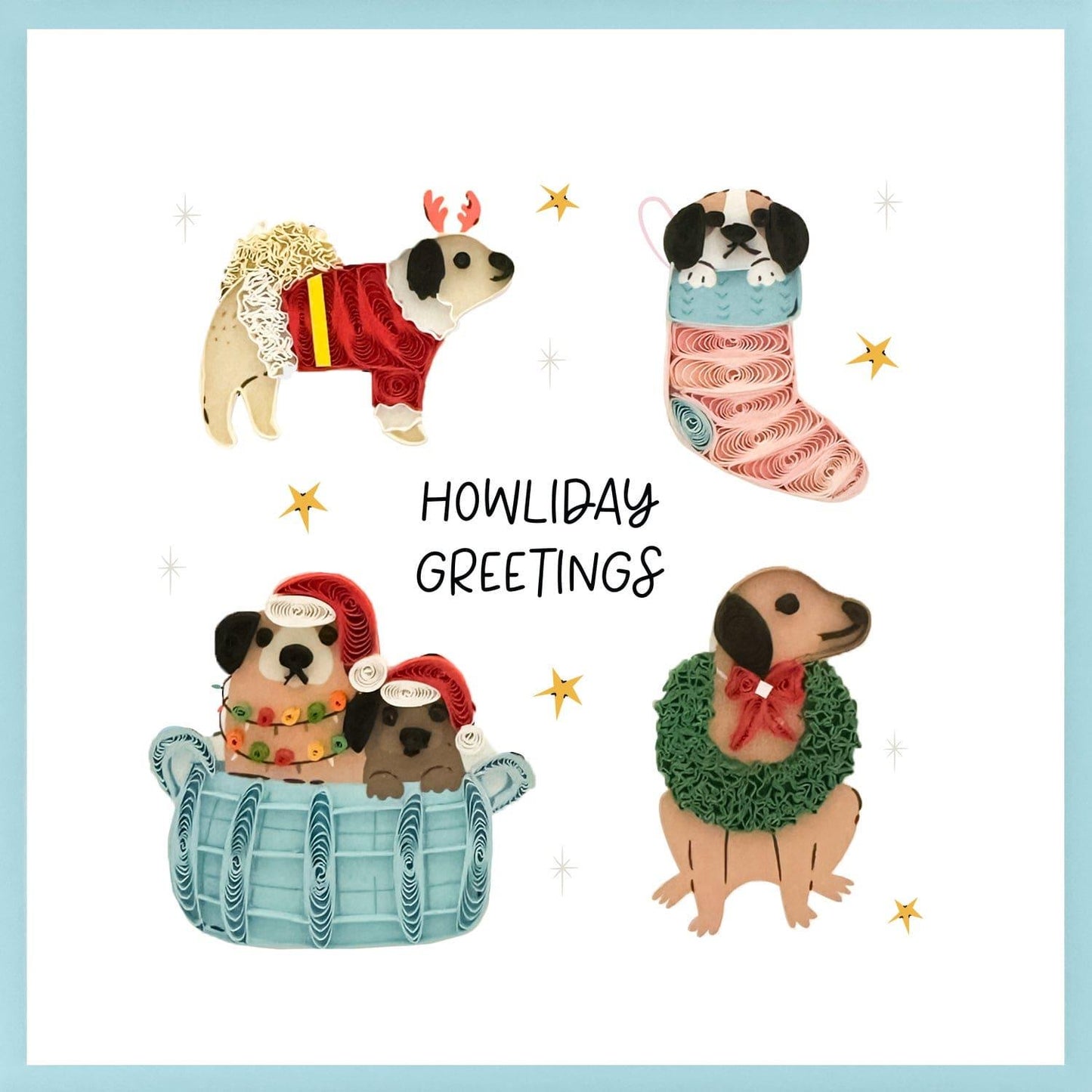 Quilling Christmas Card – Dogs “Howliday Greetings”