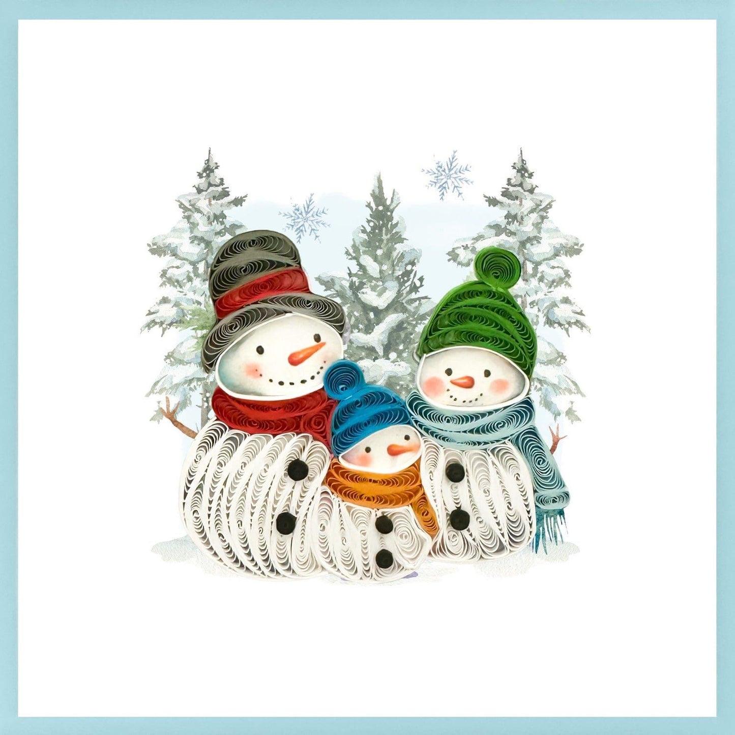 Quilling Snowman Family Christmas Card