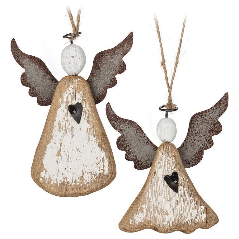 Rustic Angel Ornament – Wood & Metal