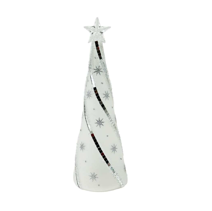 LED Small White & Silver Tree with Star Topper
