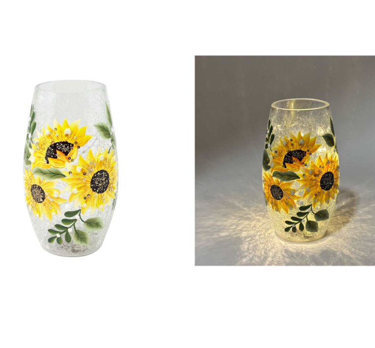Crackle Glass LED Sunflower Lamp