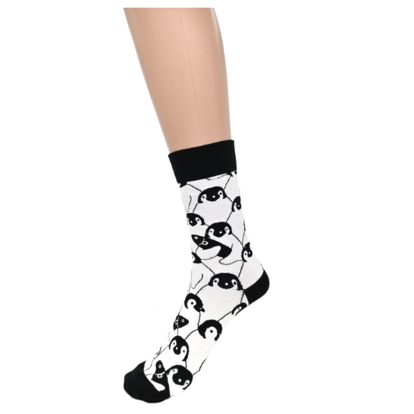 Ladies Black & White Penguin Crowd Socks