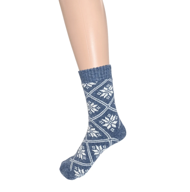 Ladies Blue & White Snowflake Socks