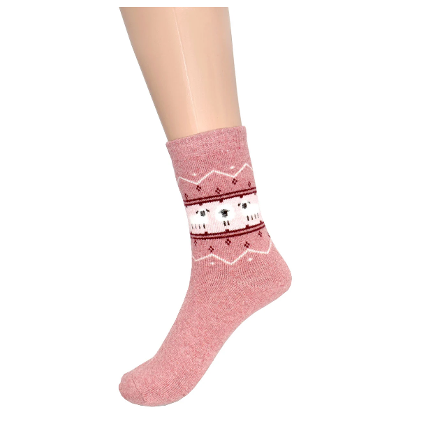 Ladies Pink Sheep Socks
