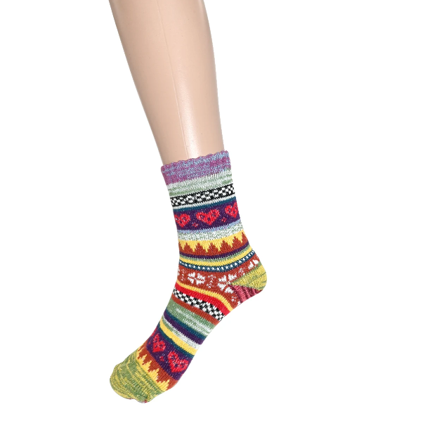 Ladies Purple Geometric Heart Socks