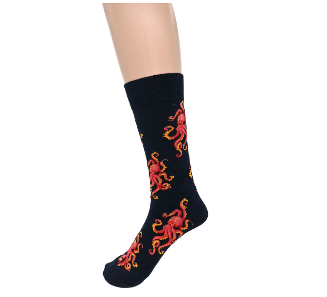 Men’s Black & Red Octopus Socks