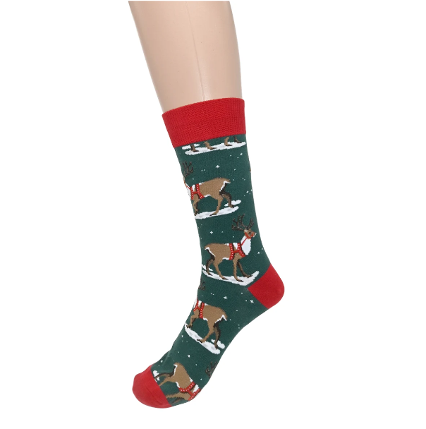 Men’s Green Reindeer Christmas Socks