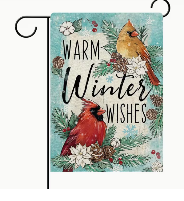 Warm Winter Wishes Cardinal Garden Flag