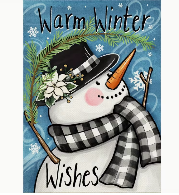 Warm Winter Wishes Snowman Garden Flag