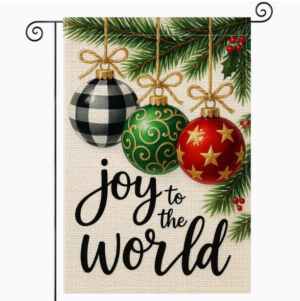 Joy to the World Christmas Ornament Garden Flag