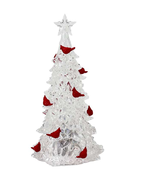 Light-Up Acrylic Tree with Red Cardinals