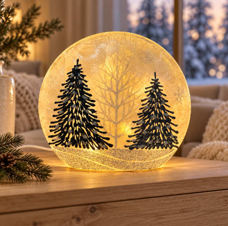 Illuminated Glass Winter Forest