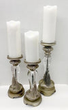 Silver Pillar Candle Holder with Clear Stem