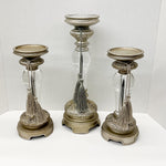 Silver Pillar Candle Holder with Clear Stem