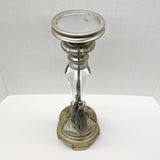 Silver Pillar Candle Holder with Clear Stem