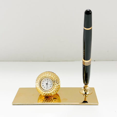 Gold Plated Golf Business Card Holder Desk Pen