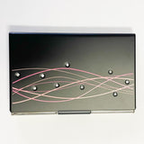 Black Card Case with Pink Lines & Rhinstones