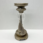 Silver Pillar Candle Holder with Clear Stem