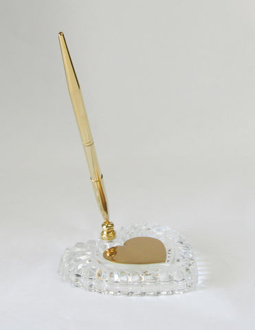 Crystal and Gold Heart Penholder